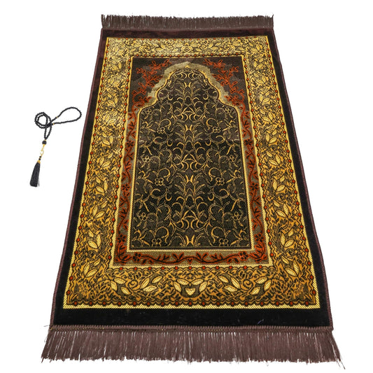 FIRASET Muslim Prayer Rug, Soft Plush Thin Islamic Prayer Mat, Janamaz, Sajada, Praying Carpet, Islamic Gift, Foldable Portable Turkish Prayer Mat for Men&Women, Lightweight Travel Prayer Rug, 26"x43"