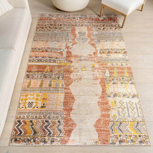 Nuloom Splashguard Kallie Multicolor/Ivory, 6' x 9', Vintage, Soft and Cozy, High Traffic, Stain Resistant, Easy Clean, Durable, Machine Washable Runner for Bedroom, Living Room, Dining, Den, Foyer