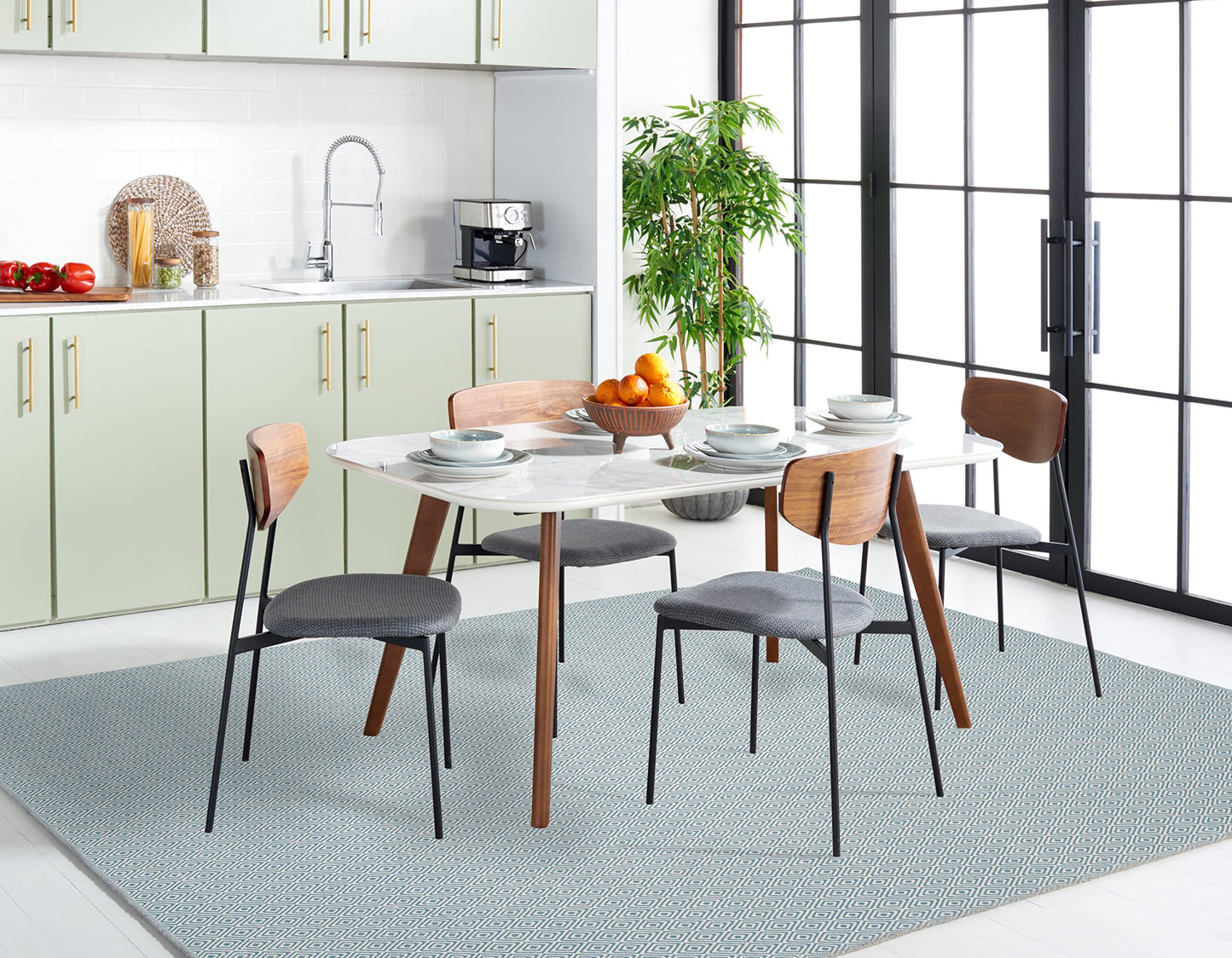 SAFAVIEH Montauk Collection Area Rug - 5' x 8', Ivory & Light Blue, Handmade Flat Weave Cotton, Ideal for High Traffic Areas in Living Room, Bedroom (MTK515D)