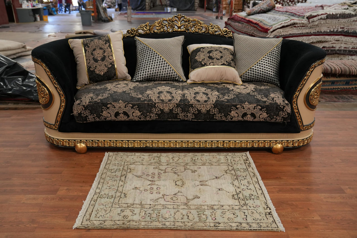 Rug Source Transitional Collection, 3x4 Oushak Rug, Hand Knotted Beige & Ivories All-Over Rug, Oriental 100% Wool Carpet for Foyer, Entryway and Hallway
