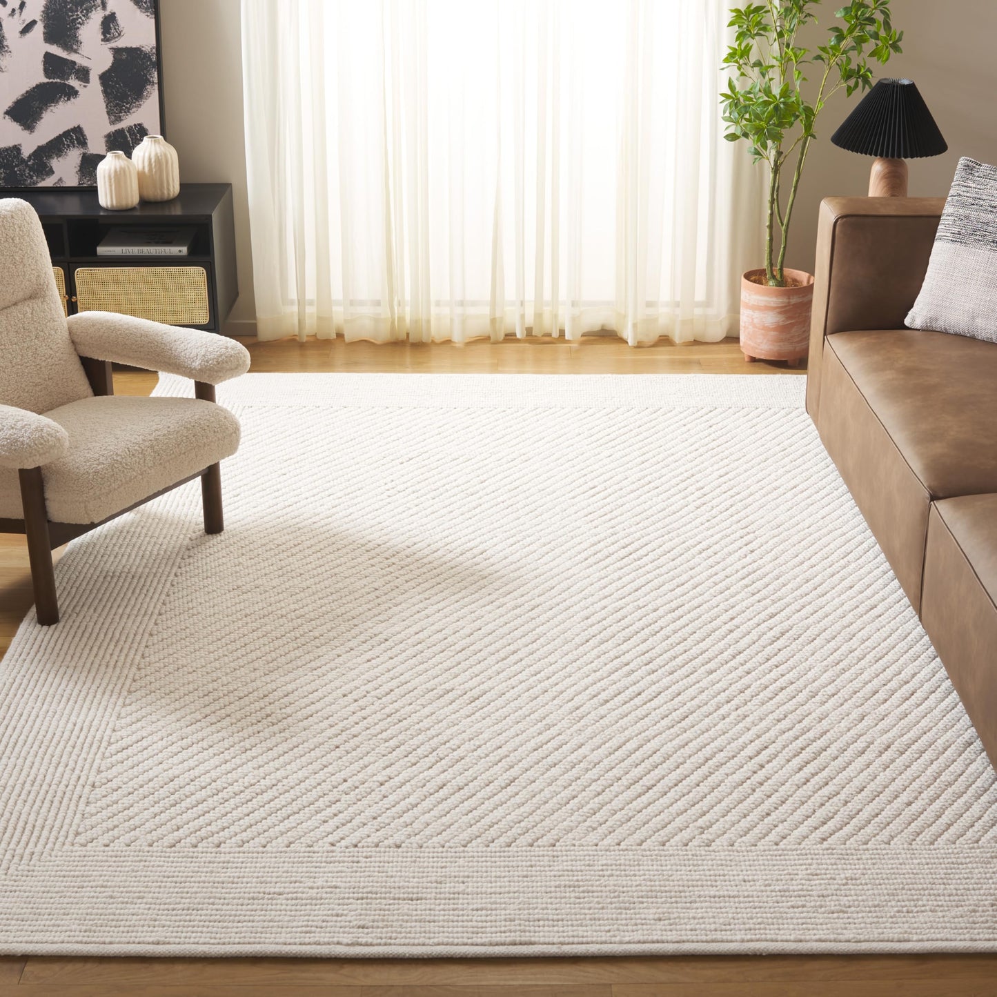 SAFAVIEH Natura Collection 9' x 12' Ivory NAT450A Handmade Wool Living Room Dining Bedroom Area Rug