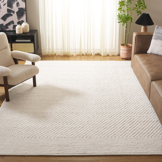 SAFAVIEH Natura Collection Area Rug - 6' Square, Ivory, Handmade Wool, Ideal for High Traffic Areas in Living Room, Bedroom (NAT450A)