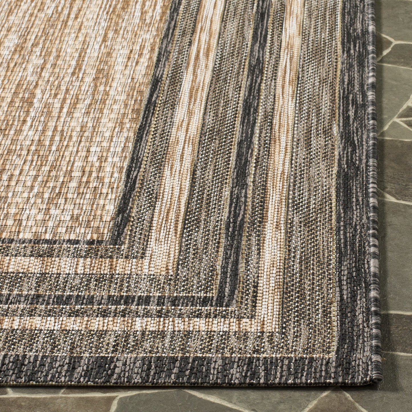 SAFAVIEH Courtyard Collection 2'3" x 8' Natural / Black CY8475 Indoor/ Outdoor-Waterproof Easy-Cleaning Patio Backyard Mudroom Runner-Rug