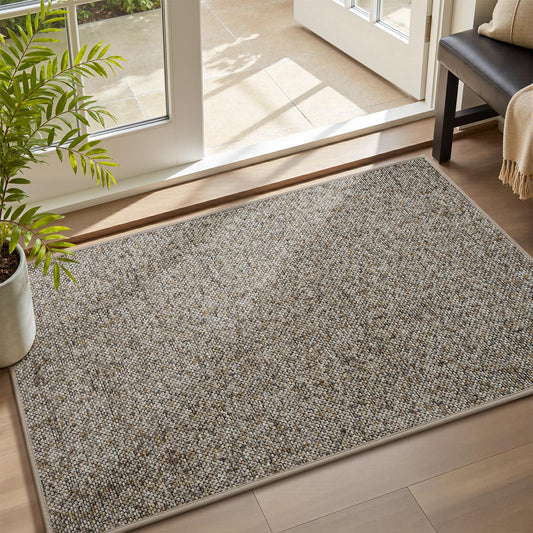 MontVoo Door Mat Indoor Entrance Doormat, Absorbent Durable Rubber Non Slip Front Door Mat for Inside Entry Entryway Dirt Trapper Welcome Mat, Grey Brown 24''x36''