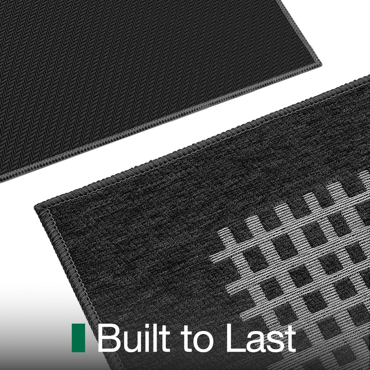 LUMI Inside Door Mat for Entry 17''x30'', Absorbent, Dirt Trapper, Low Profile Thin, Non Slip Mats with Rubber Backing, Ideal for Indoor, High Traffic, Garage, Entrance, Checkered Black
