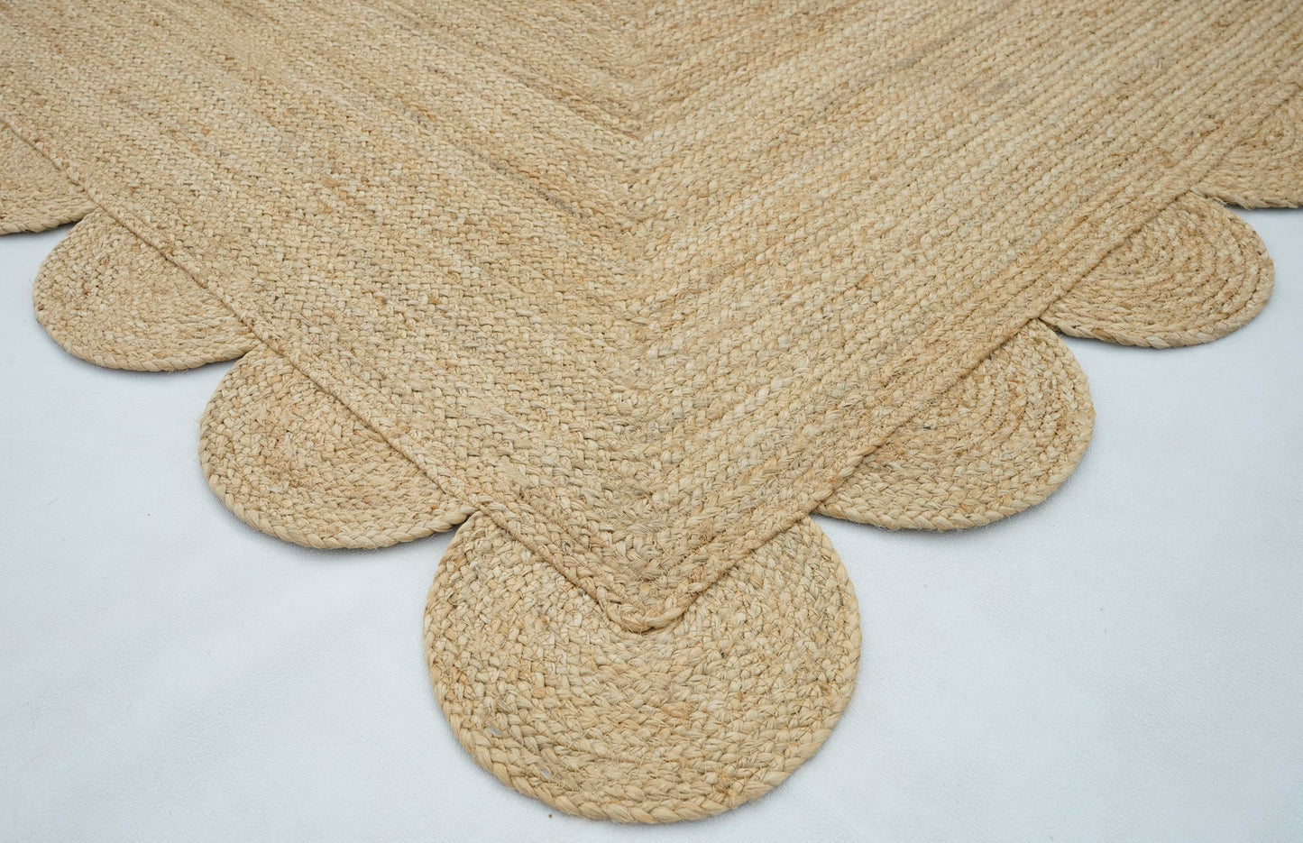 NISGAUR Scallop Jute Rug Natural Fiber Boho Décor Sustainable Rug, Natural/Beige, 3x5 Feet