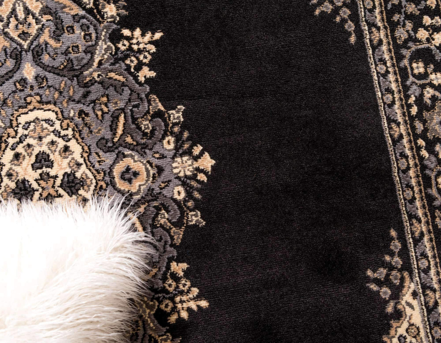 Unique Loom Reza Collection Traditional Persian Style Area Rug, 4 x 6 ft, Black/Beige
