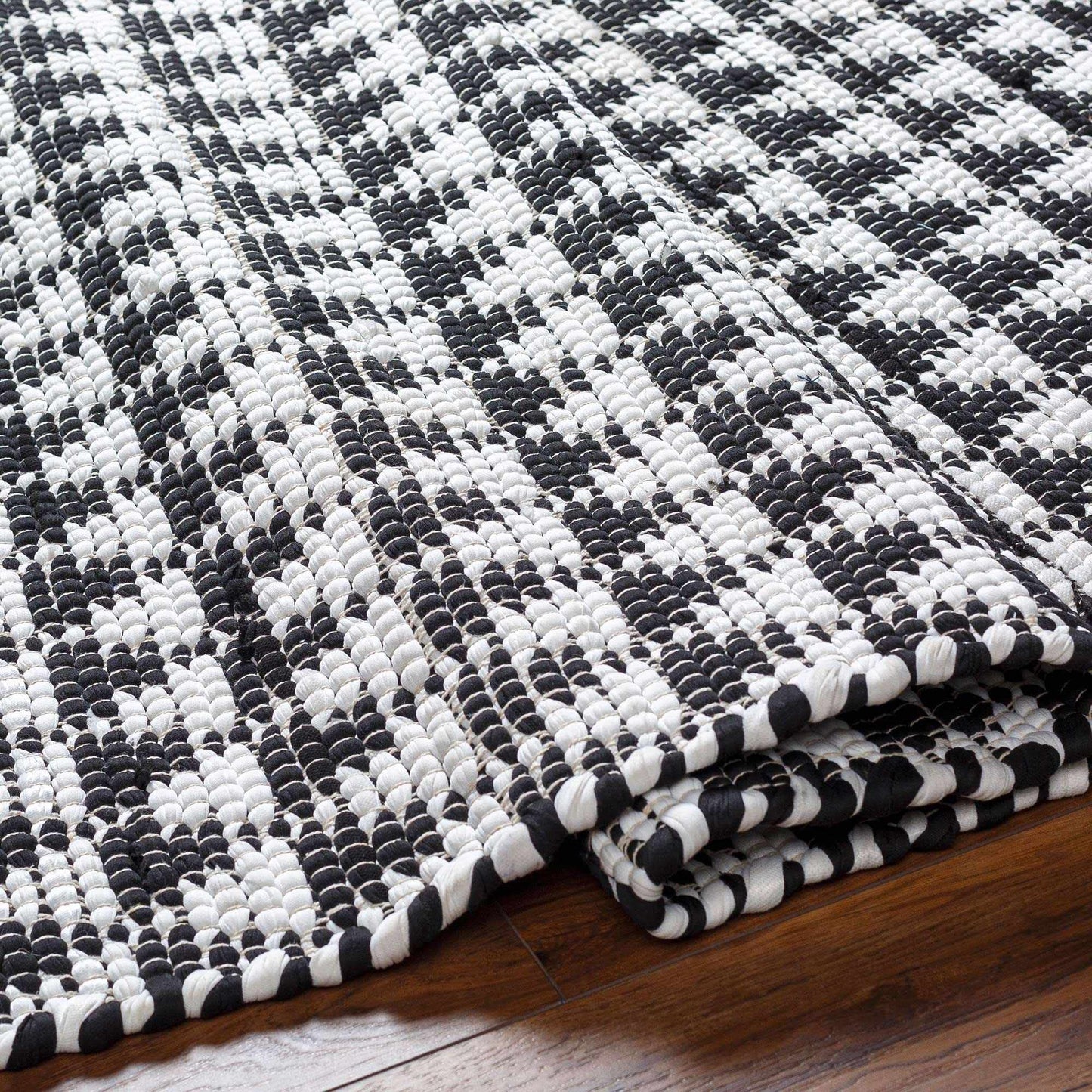 Hauteloom Liora Recycled Material Area Rug - Geometric Triangle Striped Diamond - Contemporary Modern Minimalist Scandinavian Farmhouse - Rose Cream, Dark Purple, Dark Gray, Black, White - 27" x 45"