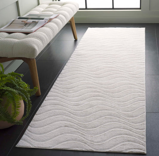 SAFAVIEH Washable Rug Faux Rabbit Fur Shag Collection - 2'6" x 8 Runner, Ivory, Slip Resistant & Easy Cleaning, Ideal for Living Room, Hallway, Foyer, Nursery, Bedroom, Boys & Girls Room (FRF882A)