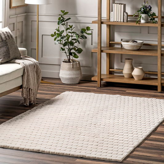 Nuloom Nia Beige, 7'6" x 9'6", Cozy Shag, Fluffy and Soft, High Traffic, Stain Resistant, Easy Clean, Durable Machine Washable Area Rug for Bedroom, Living Room, Dining, Den, Foyer, Entryway