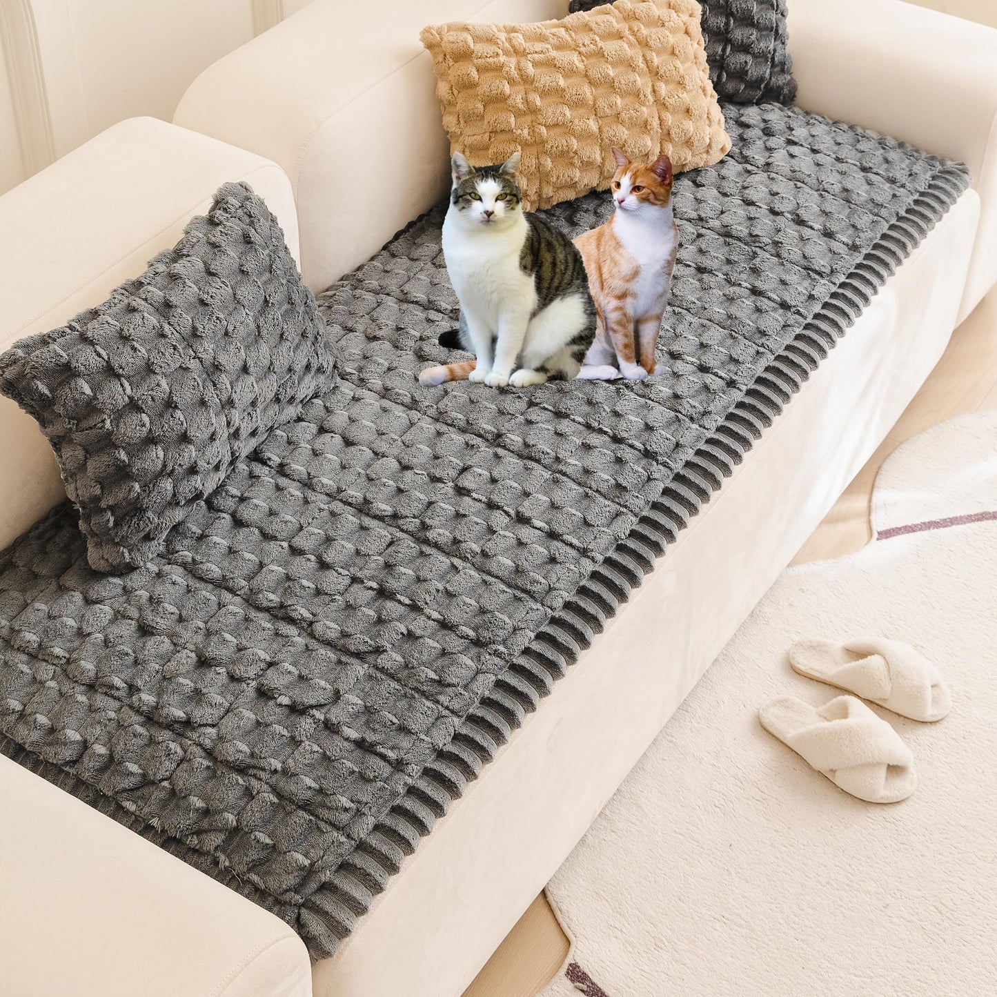 Mivnue Pet Couch Cover Dogs Washable Sofa Protector Non Slip Fuzzy Couch Pads Pet Friendly Dog Mat for Couches and Sofas
