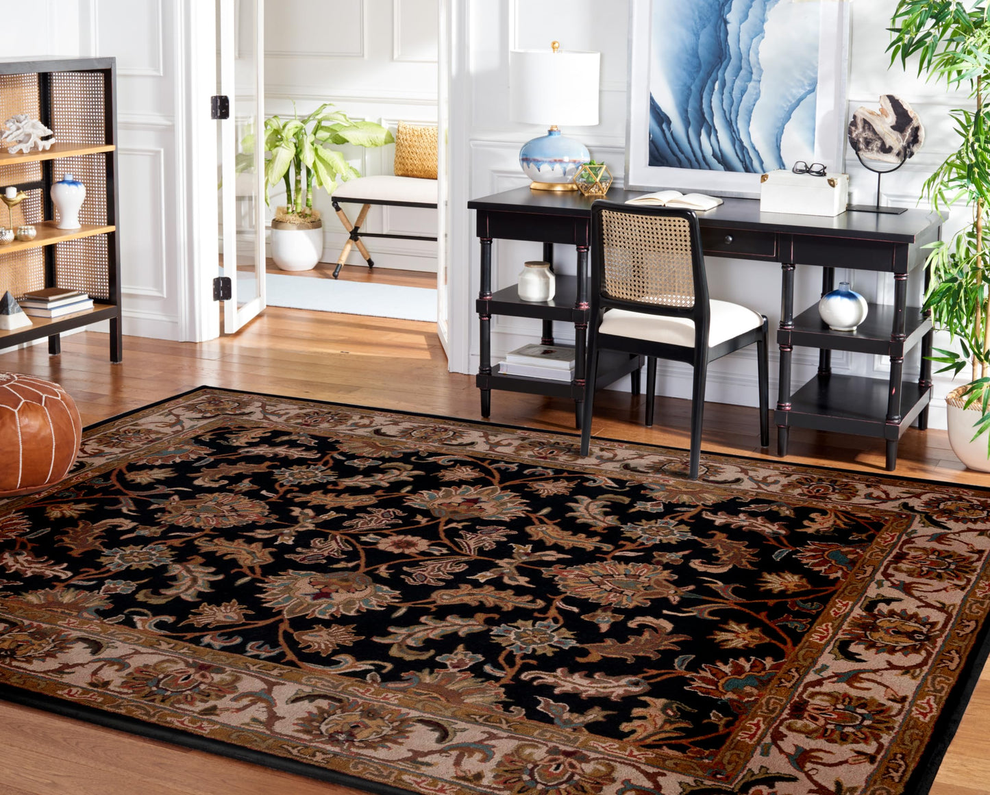 SAFAVIEH Heritage Collection Area Rug - 9'6" x 13'6", Black & Beige, Handmade Traditional Oriental Wool, Ideal for High Traffic Areas in Living Room, Bedroom (HG628B)