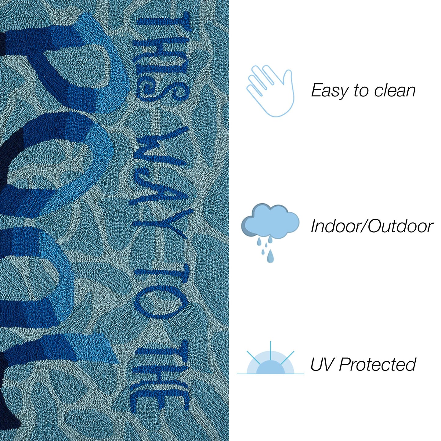 Liora Manne Frontporch Hand-Tufted Indoor/Outdoor Easy Care Area Rug Rug-Transitional, Decorative, Patio, Contemporary, This Way to The Pool Water 1'8" x 2'6"