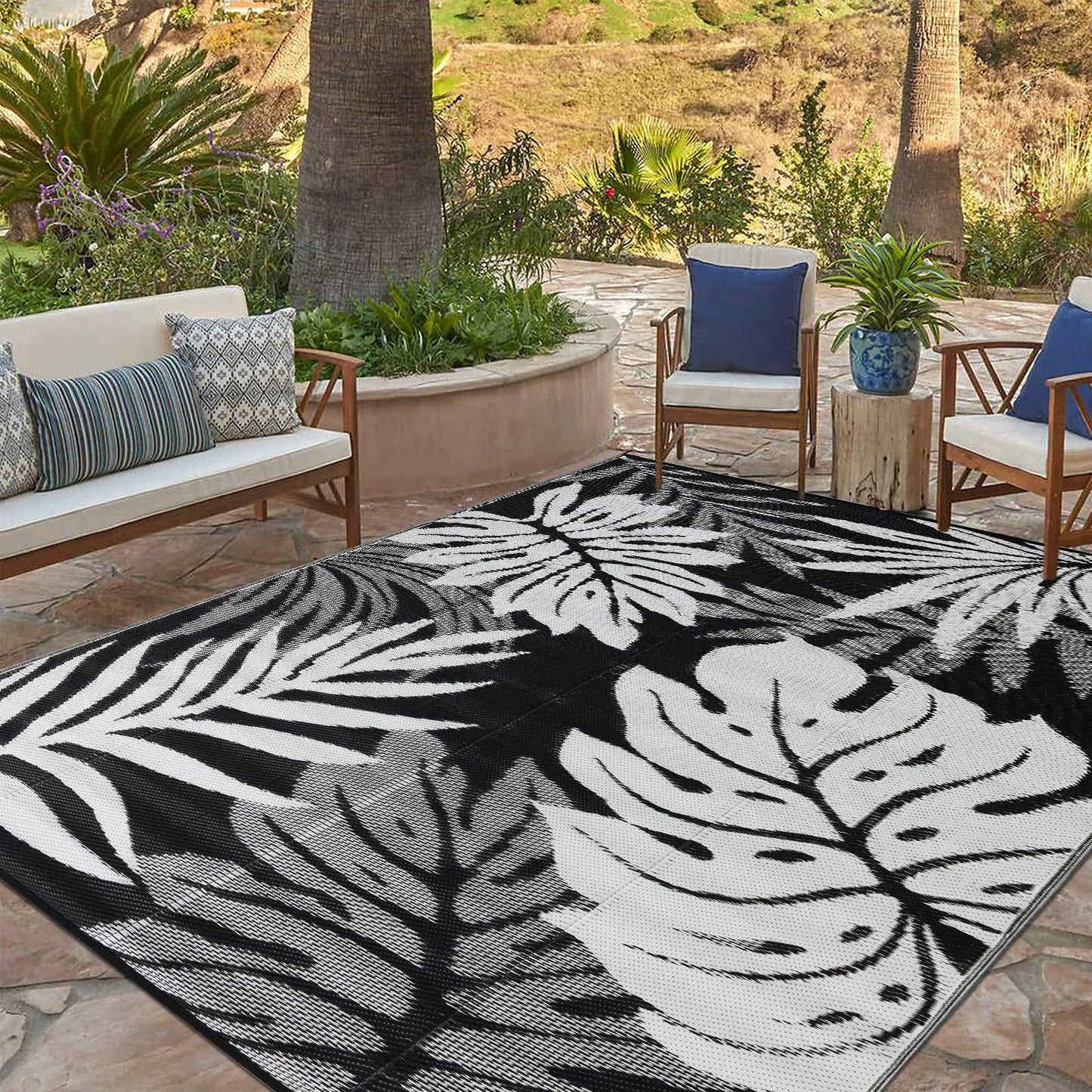 YONILE Outdoor Rug 5x8 ft Waterproof, Reversible Outdoor Plastic Straw Rug for Patios Clearance, Outdoor Area Rug Carpet RV Mat for Camping Backyard Deck Porch