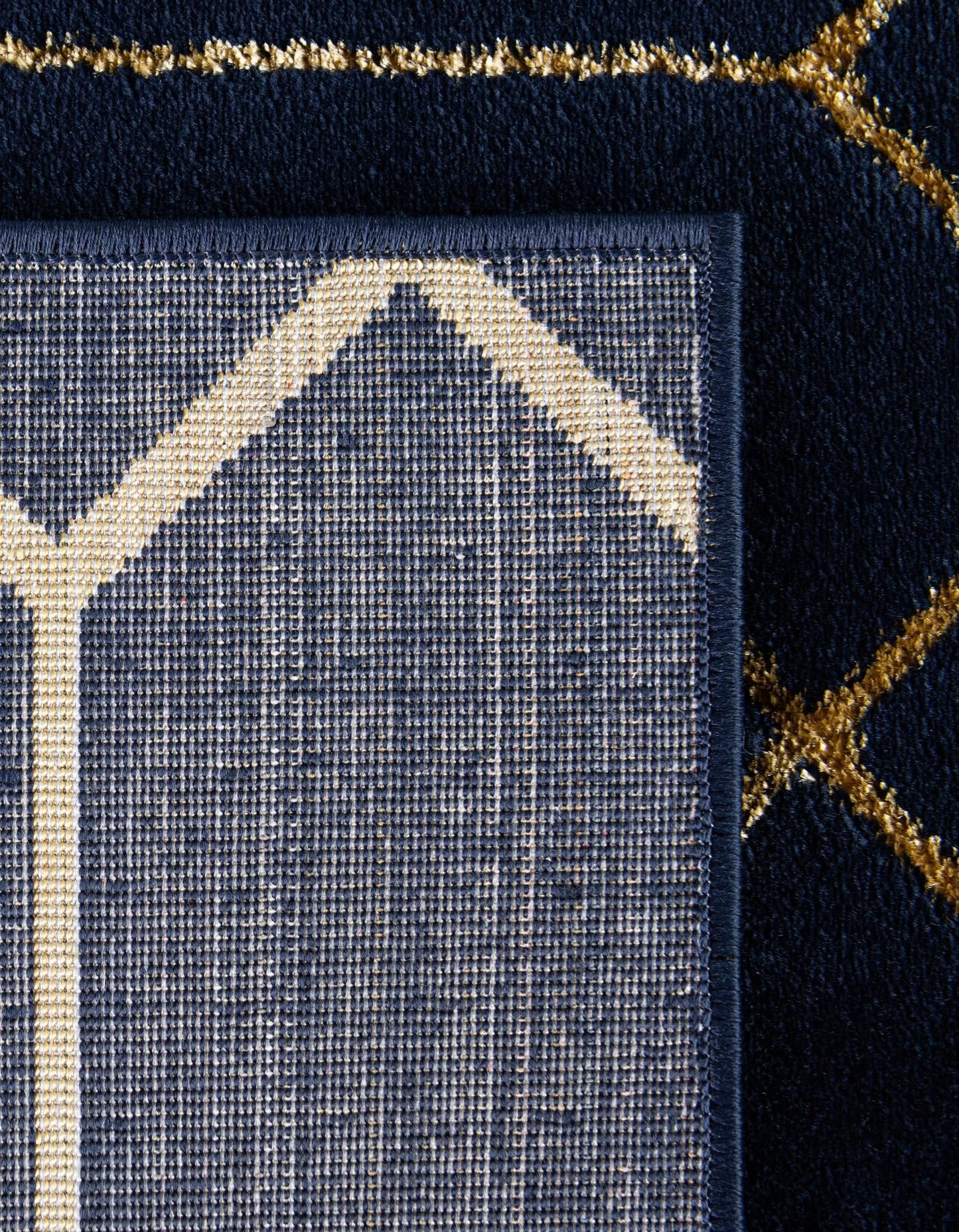 Rugs.com Glam Collection Rug – 2x3 Navy Blue Gold Medium-Pile Rug Perfect for Entryways, Kitchens, Breakfast Nooks, Accent Pieces