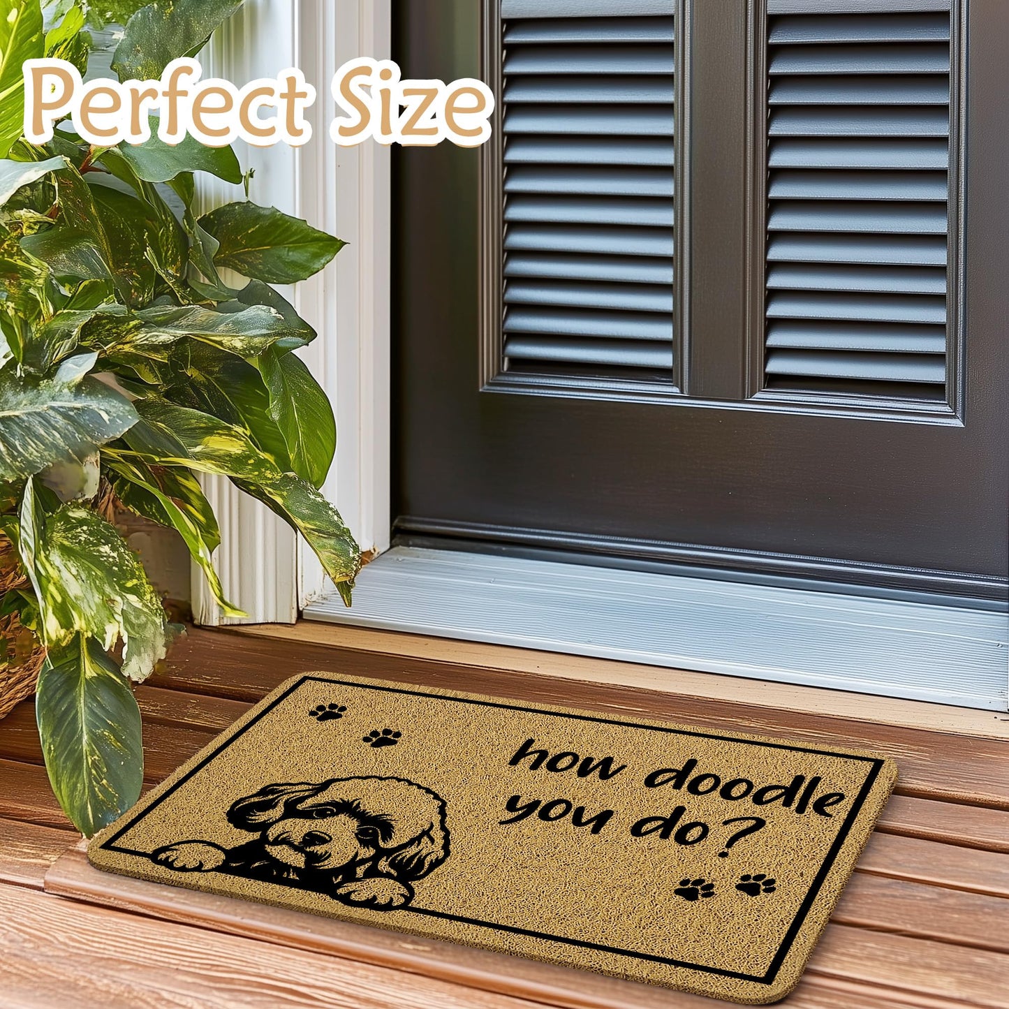 Qnhij Funny Dog Door Mat, How Doodle You Do Doormat，Dogs Gifts Door Mat for Porch Outside Inside Outdoor Indoor Entrance, Goldendoodle Dog Gifts Bath Rug, 17x30 Inches