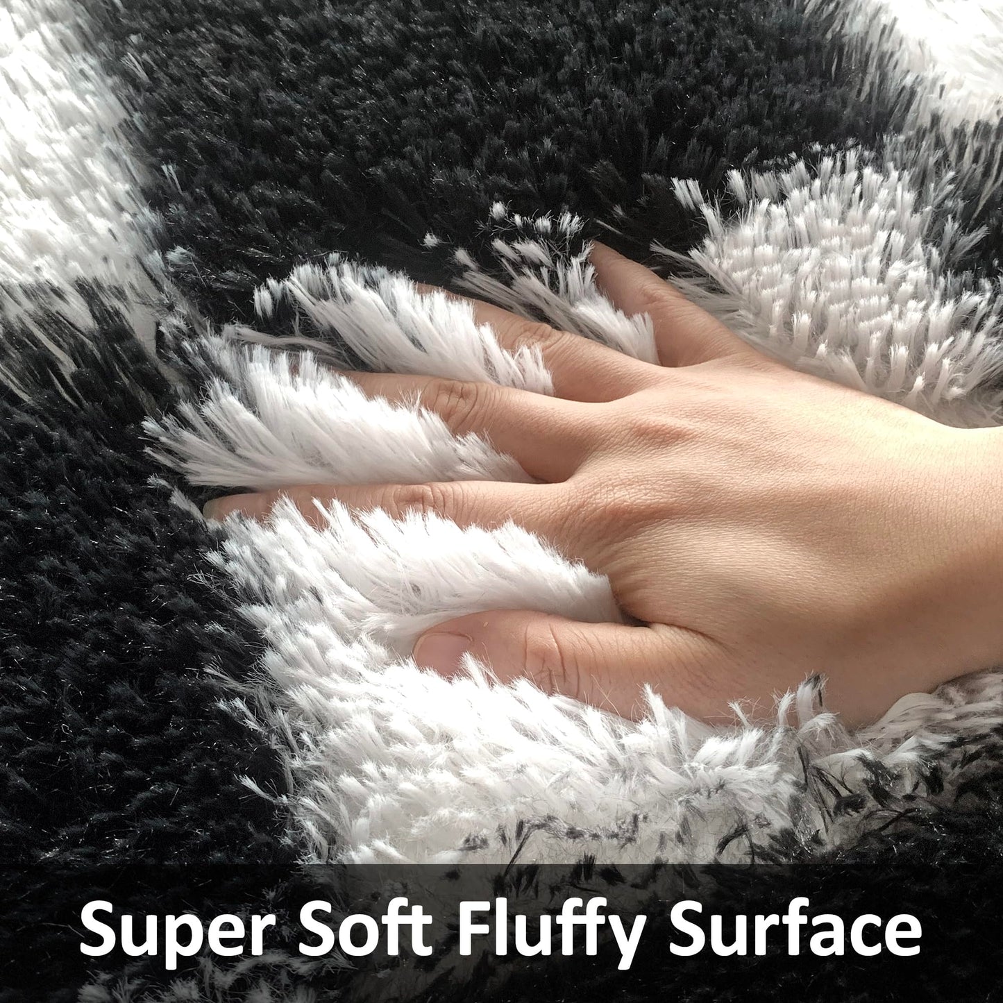 MondayRug Soft Fuzzy Fluffy Rug for Bedroom Living Room Black and White Checkered Rug Shag Runner 2x6 Ft Hallway Runner Plush Shaggy Carpet Non Slip for Bedside Sofa Home Dorm