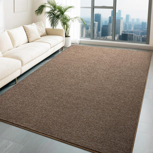 HQAYW 4x6 Area Rugs for Living Room, Washable Memory Foam Soft Modern Rug, Indoor Low Pile Minimalist Non Slip Carpets for Kids Girls Bedroom Nursery Dorm Home Decor, Brown
