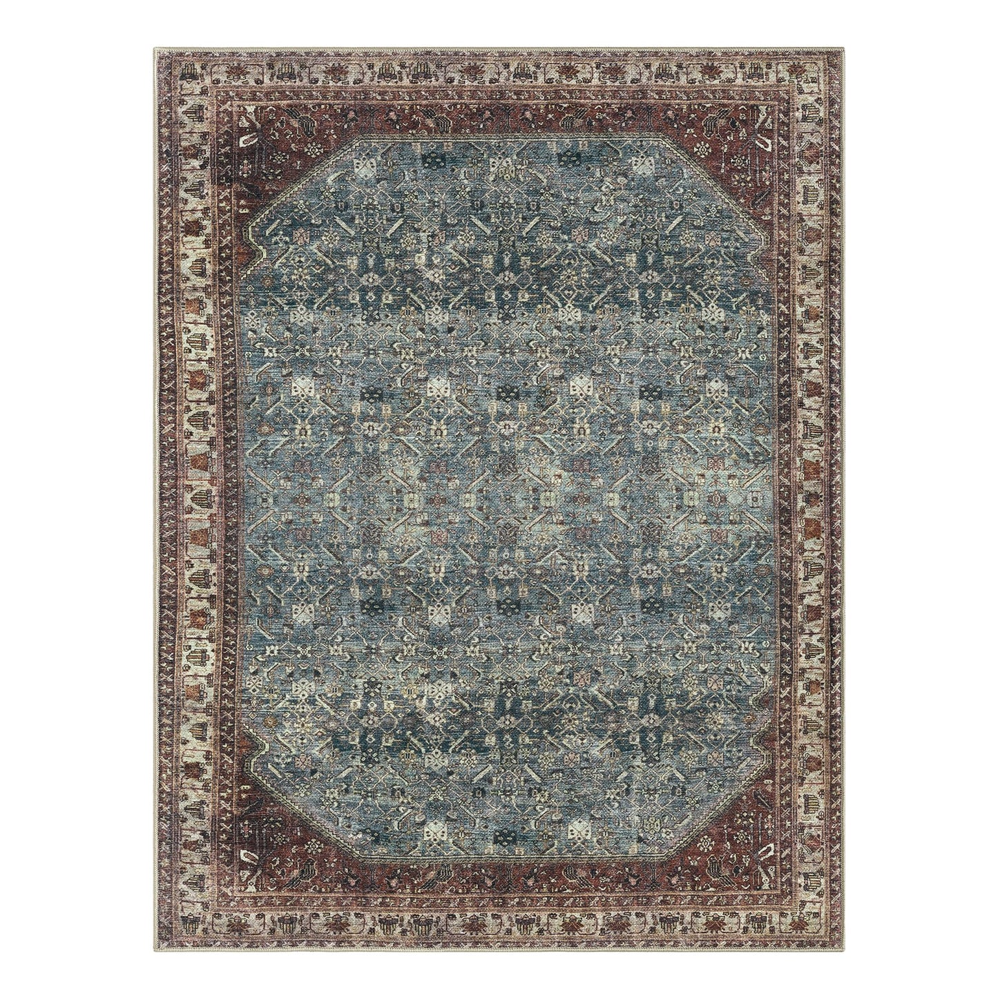 Keen Home Design 3x5 Rug - Machine Washable Entry Rug with Non-Slip Backing, Ideal for Enteryway, Kitchen, Bathroom, Laundry Room - Vintage, Easy Clean, Durable, Low Pile Rug - (3' x 5')