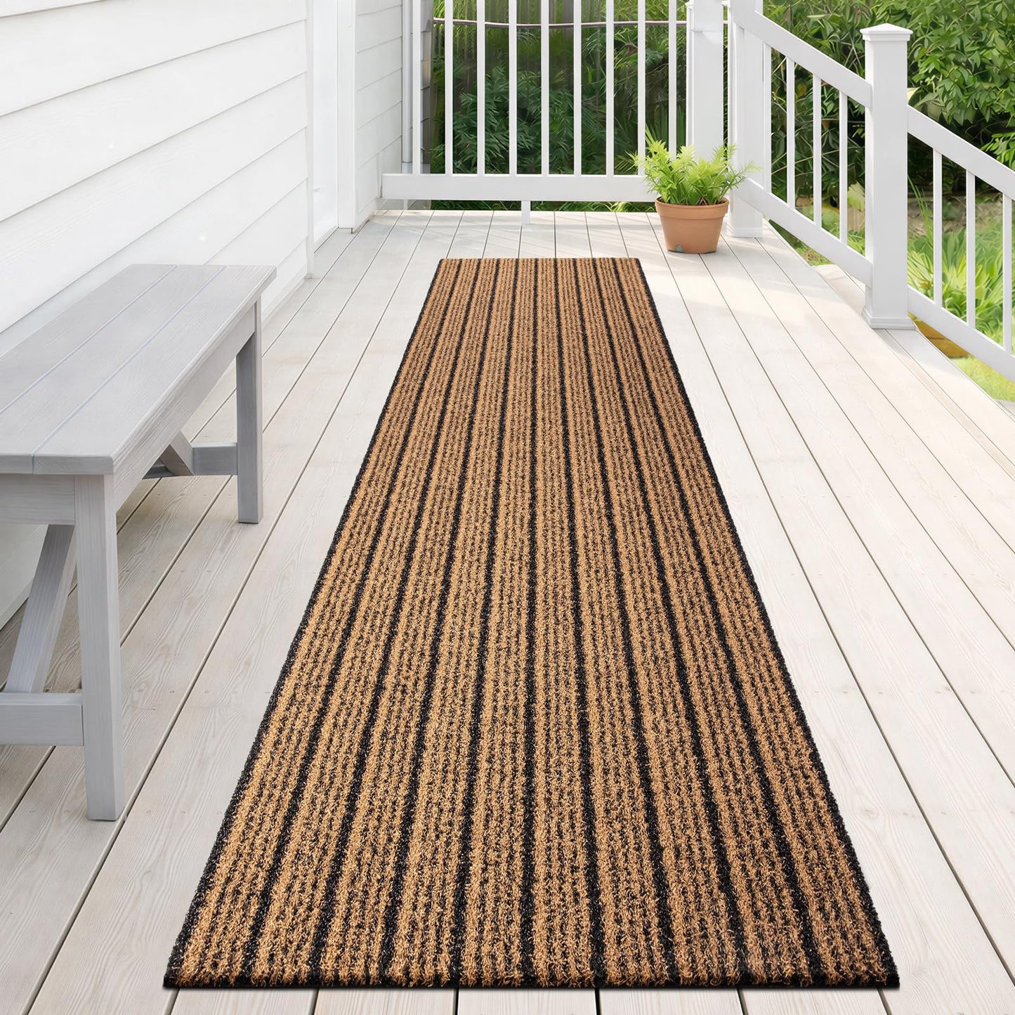 DOMUSTEX Outdoor Front Door Mat 24" x 72", Dirt Trapping Outside Entrance Runner Rug, Non Slip, Heavy Duty Commercial Rug for Patio, Balcony, Garage, Traffic Area, Office, Roll Packing