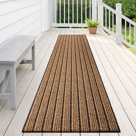 DOMUSTEX Outdoor Front Door Mat 24" x 72", Dirt Trapping Outside Entrance Runner Rug, Non Slip, Heavy Duty Commercial Rug for Patio, Balcony, Garage, Traffic Area, Office, Roll Packing