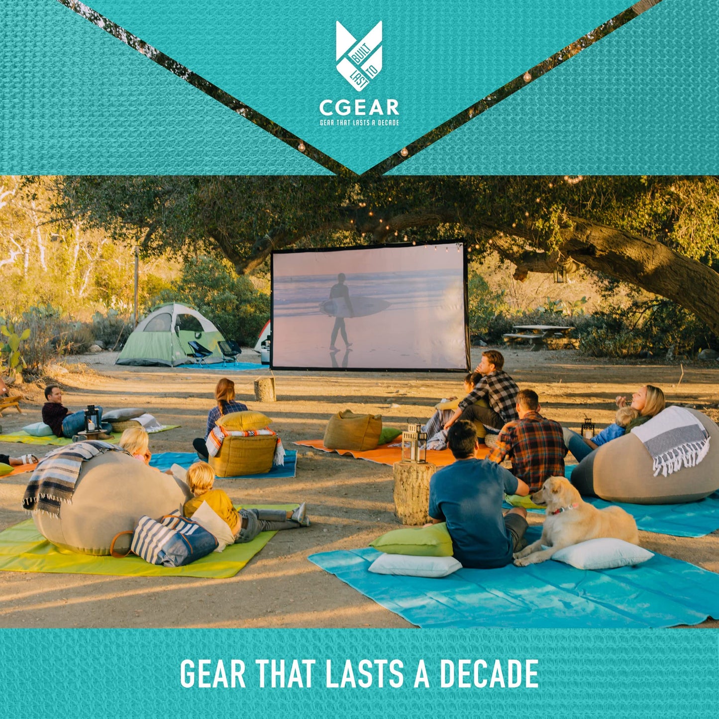 CGEAR The Original Sand-Free Outdoor Camping Mat – Patented Technology, Water-Resistant and Anti-Fade Material, Military-Grade Construction – Multi Use Outdoor Blanket