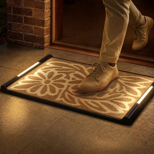 Anji Mountain BriteStep with LED Lights, Front Door Mat - Pressure-Activated Welcome Mat, All-Weather, Outdoor Doormat 18x30 Coir Insert, Wireless 3AA, Auto Shut-Off, 32.5x18.5 in