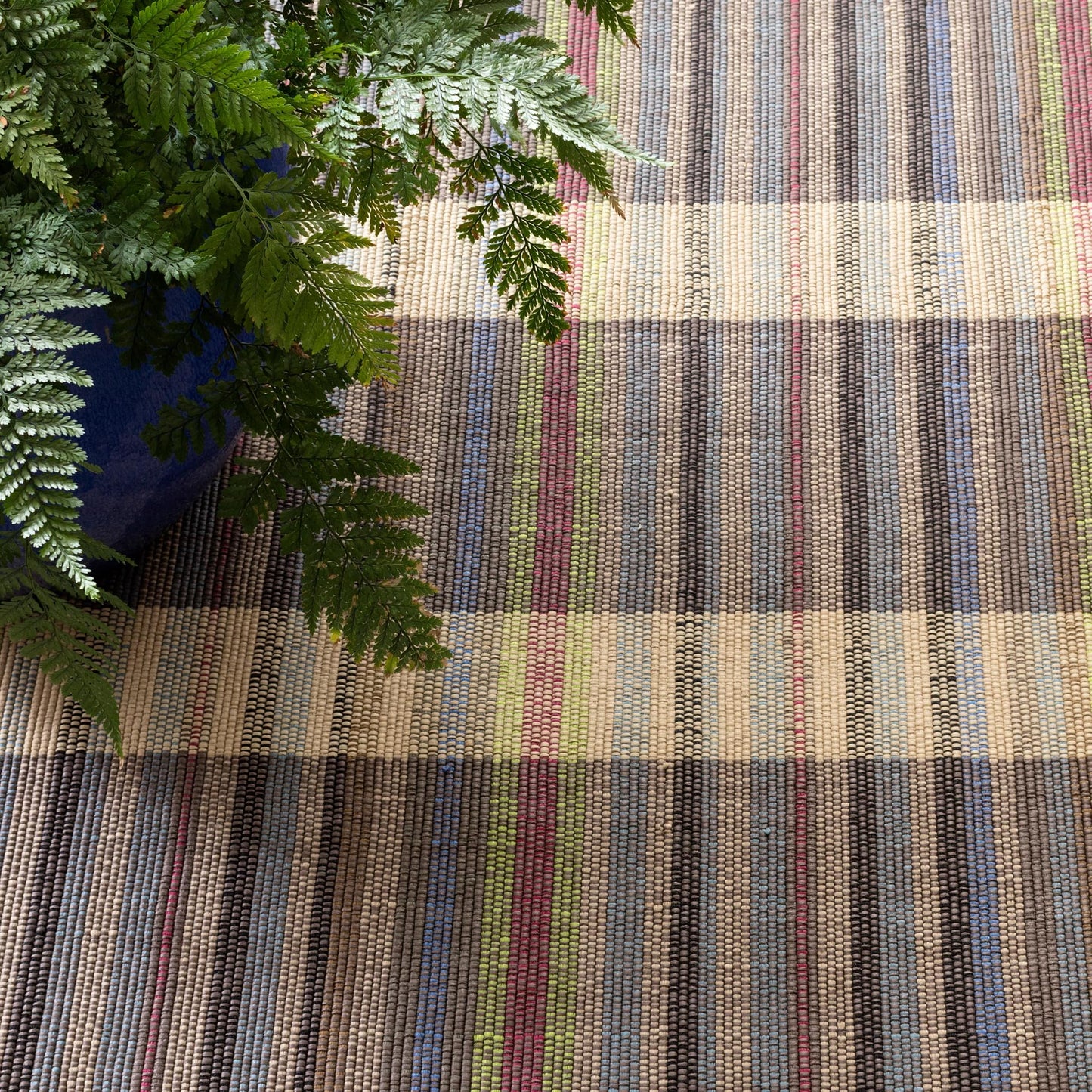 Dash & Albert Swedish Rag Handwoven Indoor/Outdoor Rug, 3 X 5 Feet, Blue Plaid Pattern