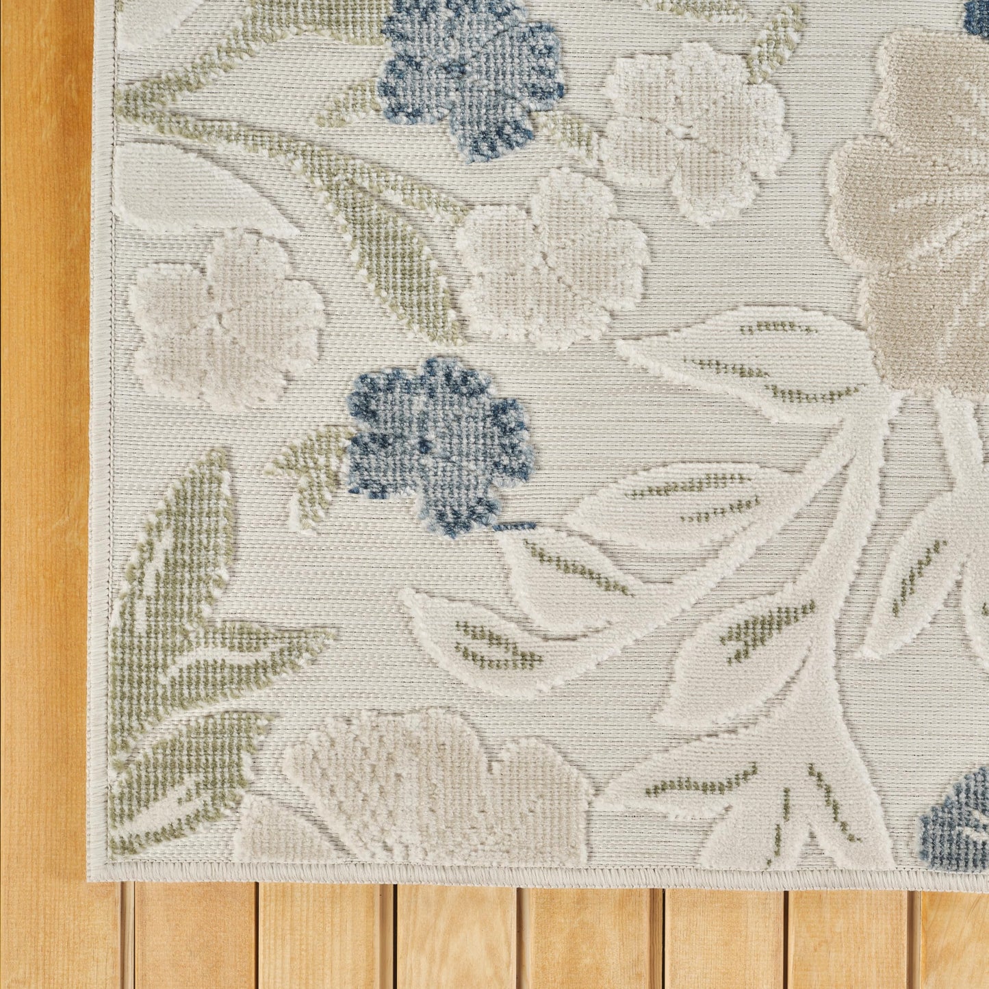 Abani Blue Area Rug – 5' x 8' – Sakura Collection – Floral Pattern – Easy to Clean – Durable for Patio, Living Room, or Sunroom, Pet & Child Friendly