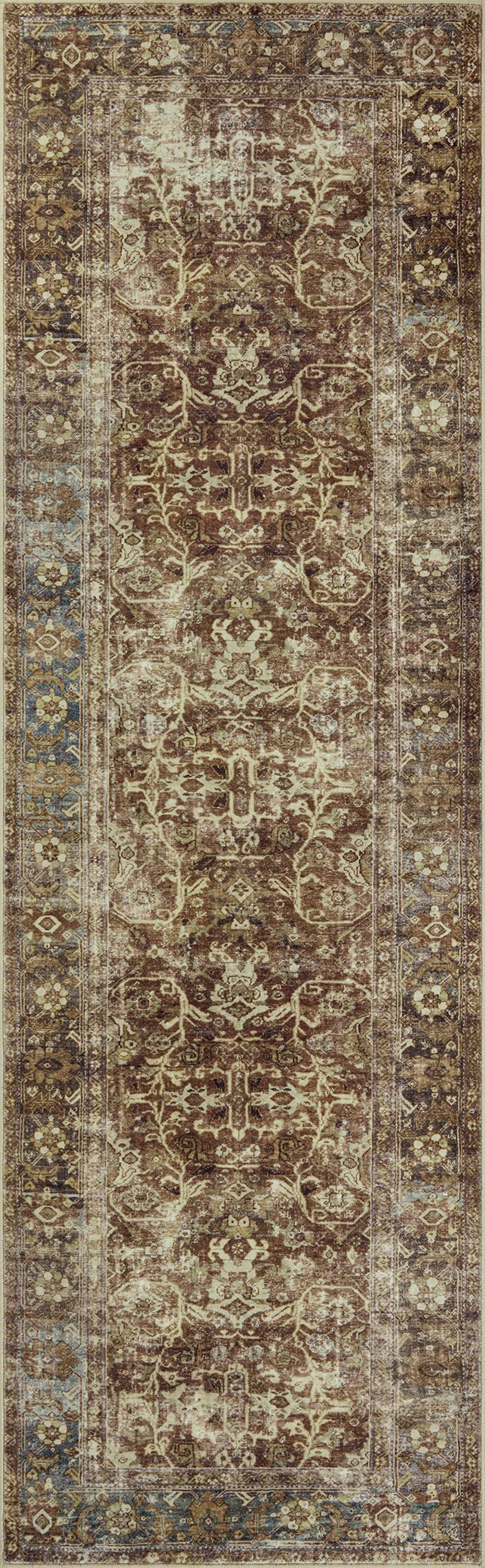 Loloi Magnolia Home by Joanna Gaines Sinclair Collection SIN-01 Rust/Lagoon 8'-6" x 11'-6", .25" Pile Height, Machine Washable, Area Rug