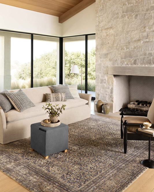 Loloi Amber Lewis Morgan Collection MOG-03 Denim/Multi 8'-3" x 11'-3" 38" Thick Area Rug feat. CloudPile, Neutral, Room Décor, Vintage Inspired, Livingroom, Bedroom, Dining Area