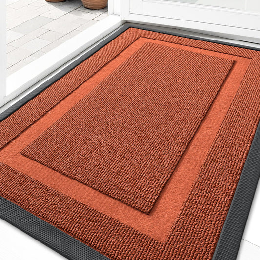 OLANLY Front Door Mat Indoor Outdoor Entrance, Waterproof All-Season, All-Weather Doormat, Sturdy Natural Rubber, Low Profile, Easy Clean Patio Porch Entryway Mat, 35x23, Vermillion Red