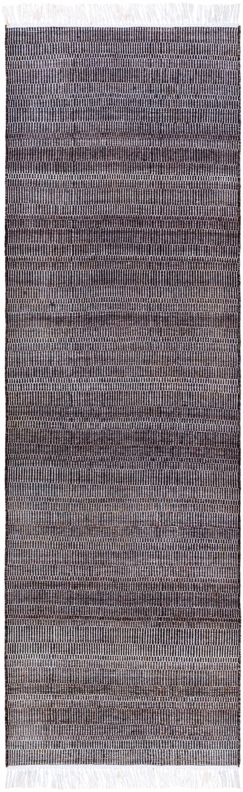 Hauteloom Samos Recycled Material Living Room, Bedroom Area Rug - Striped Plain - Contemporary Modern Minimalist Transitional - Charcoal, Off - White, Light Gray, Gray, Dark - 2' x 3'