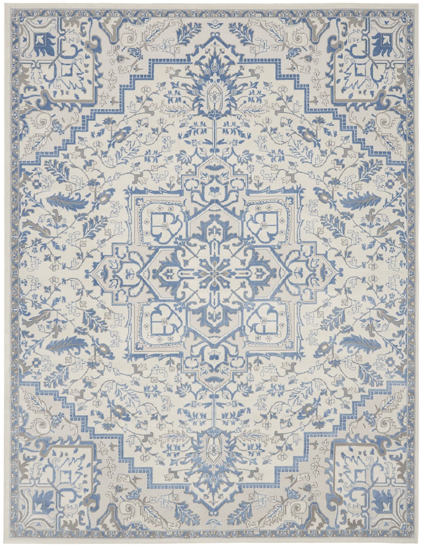 Nourison Home Elation Ivory Blue 7'10" x 9'10" Area Rug - Easy Clean, Non Shedding, Bed Room, Living Room, Dining Room, Kitchen (8' x 10')