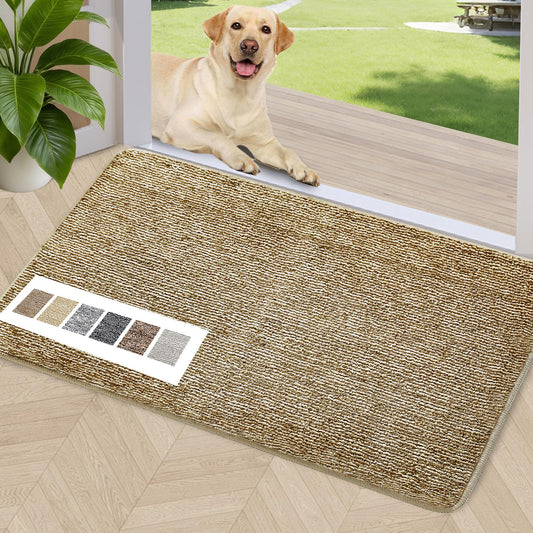 REFETONE Indoor Doormat, Front Door Mat 24"x36" Absorbent Rubber Backing Non Slip Back Door Mats, Washable Low-Profile Inside Floor Mat Door Rugs for Entryway, Resist Dirt Mud Mat for Dogs, Coffee