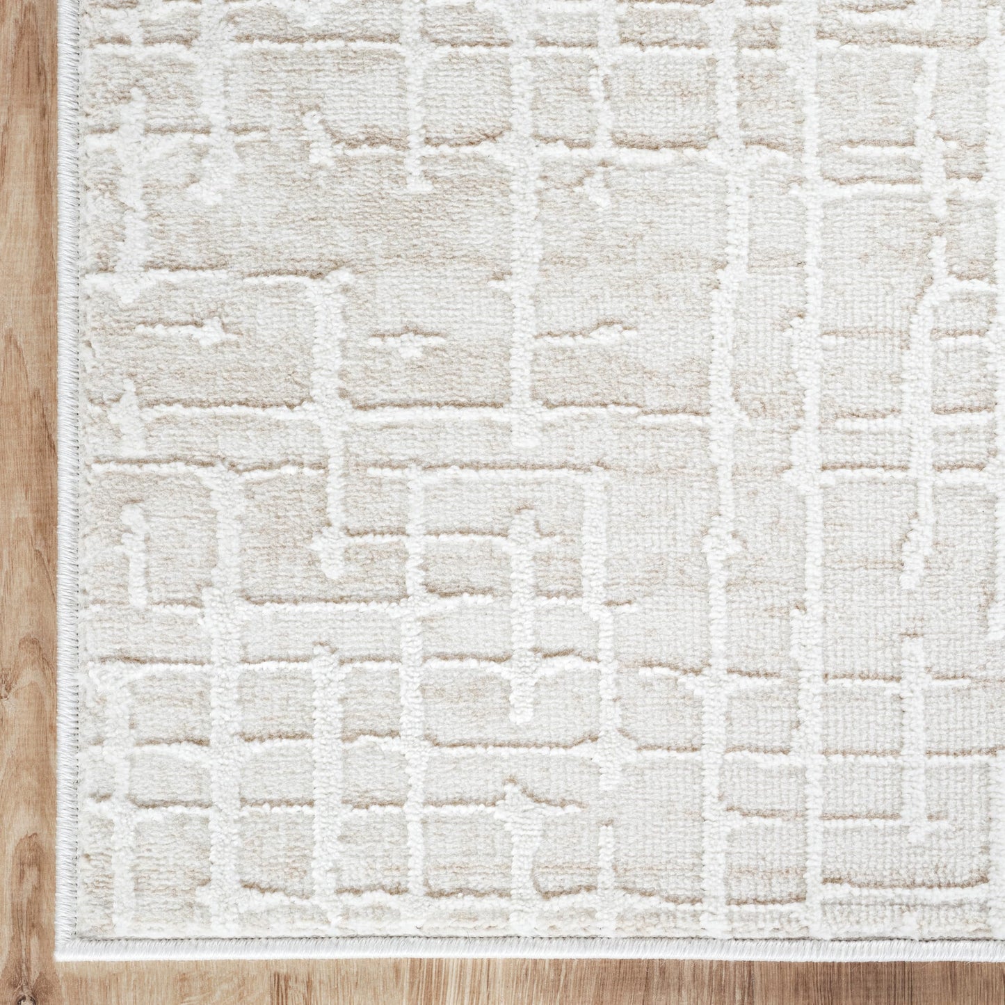 Abani Beige Area Rug - 6x9 Area Rugs for Bedroom - Vera Collection Geometric Grid Pattern - Non-Shedding, Easy to Clean Durable Rugs for Living Room, Bedroom or Office, Pet & Child Friendly