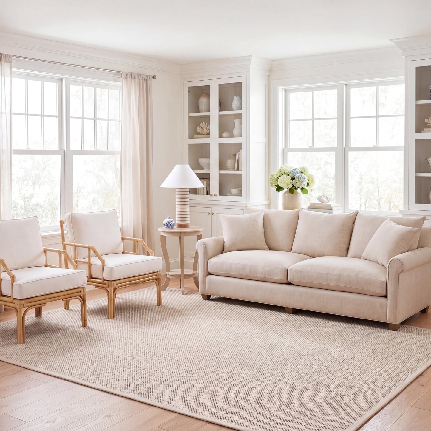 SAFAVIEH Area Rug 8x10 - Natural Fiber Collection - Large - Marble & Beige, Sisal, Woven Design with Border (NF143C)