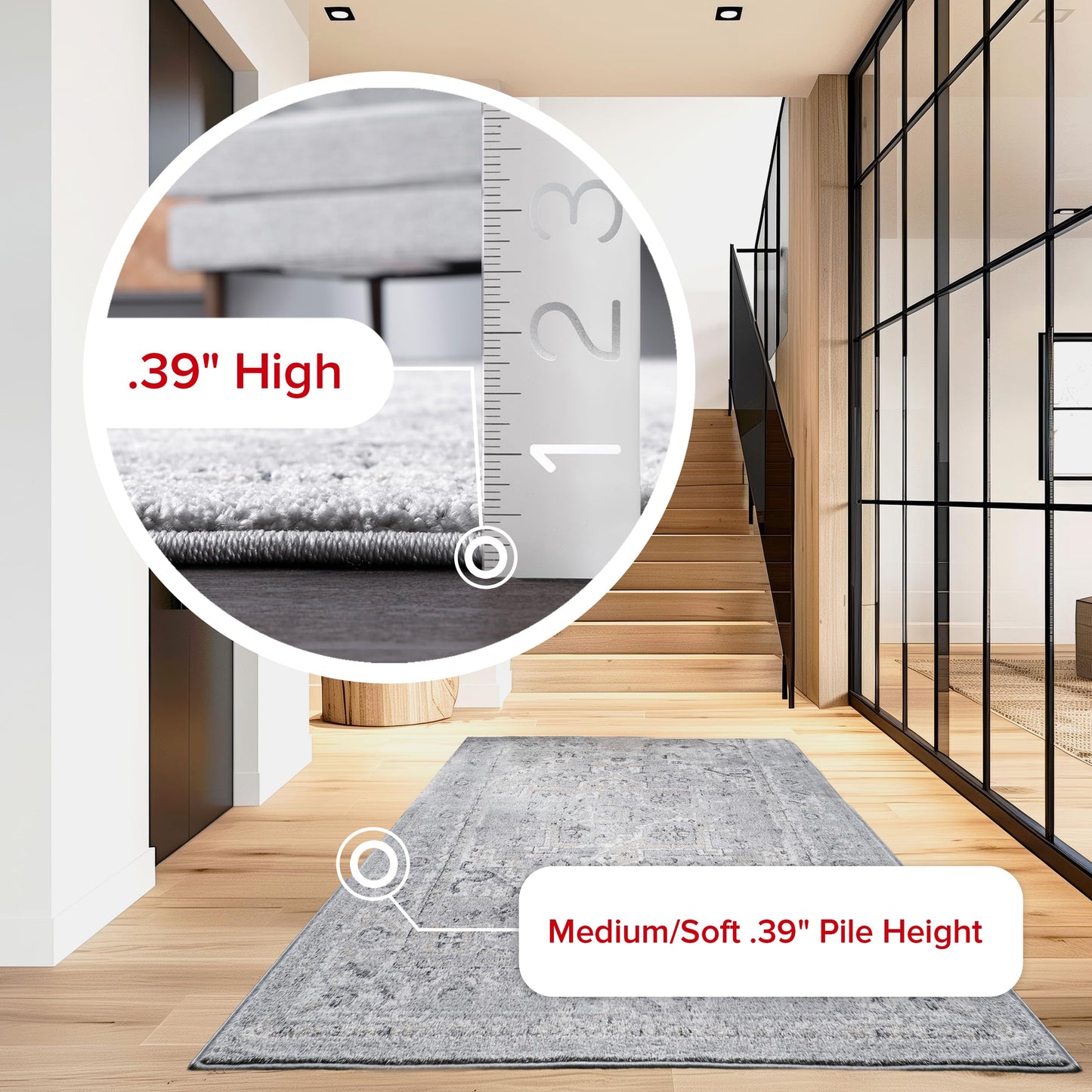 Nuloom Gena Light Grey/Ivory, 4' x 6', Distressed Medallion, Soft and Cozy, High Traffic, Stain Resistant, Easy Clean, Durable Area Rug for Bedroom, Living Room, Dining Space, Den, Foyer, Entryway