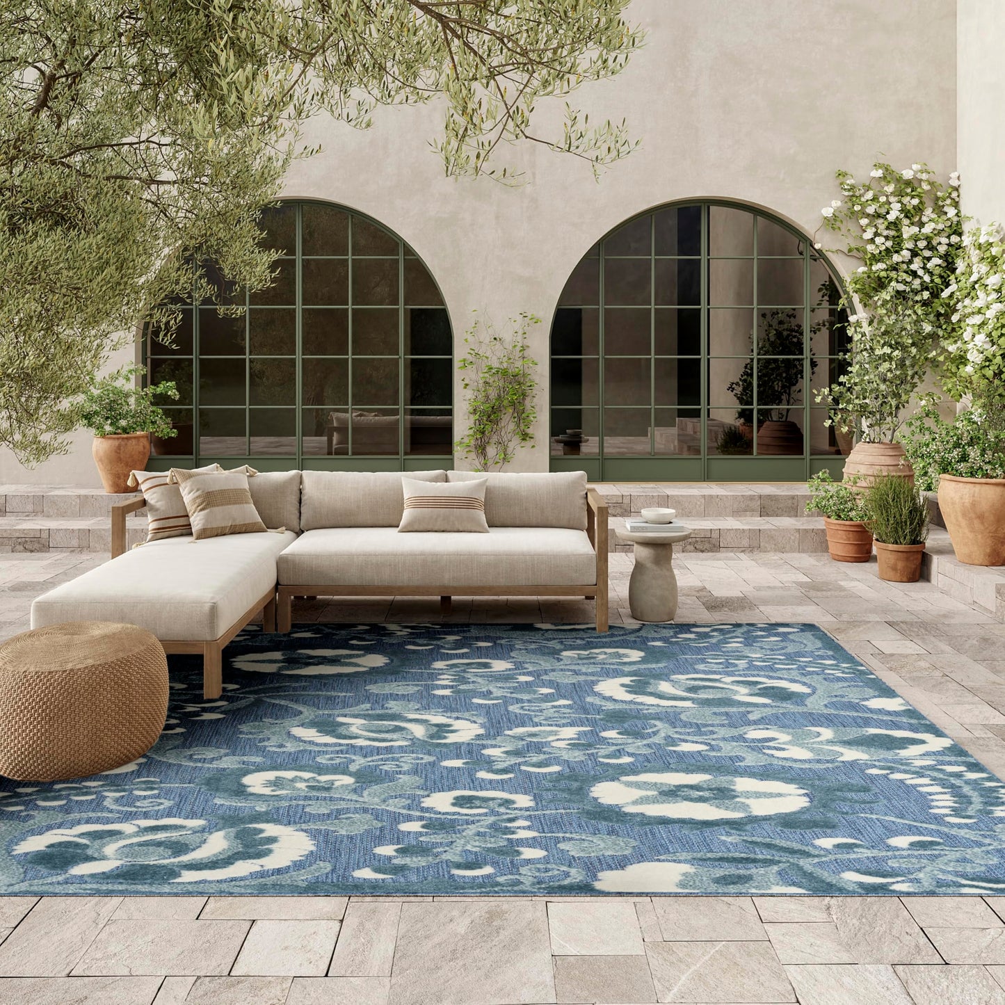 Nourison Home Aloha Blue 7'10" x 10'6" Area Rug - Easy Clean, Non Shedding, Bed Room, Living Room, Dining Room, Kitchen (8' x 11')
