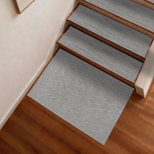 KUEAO Linen Stair Landing Carpet 20"X32"Non Slip Breathable Self-Adhesive Backing Linen Rug for Wooden Steps Peel and Stick Landing Mat Covers Indoor Absorbent