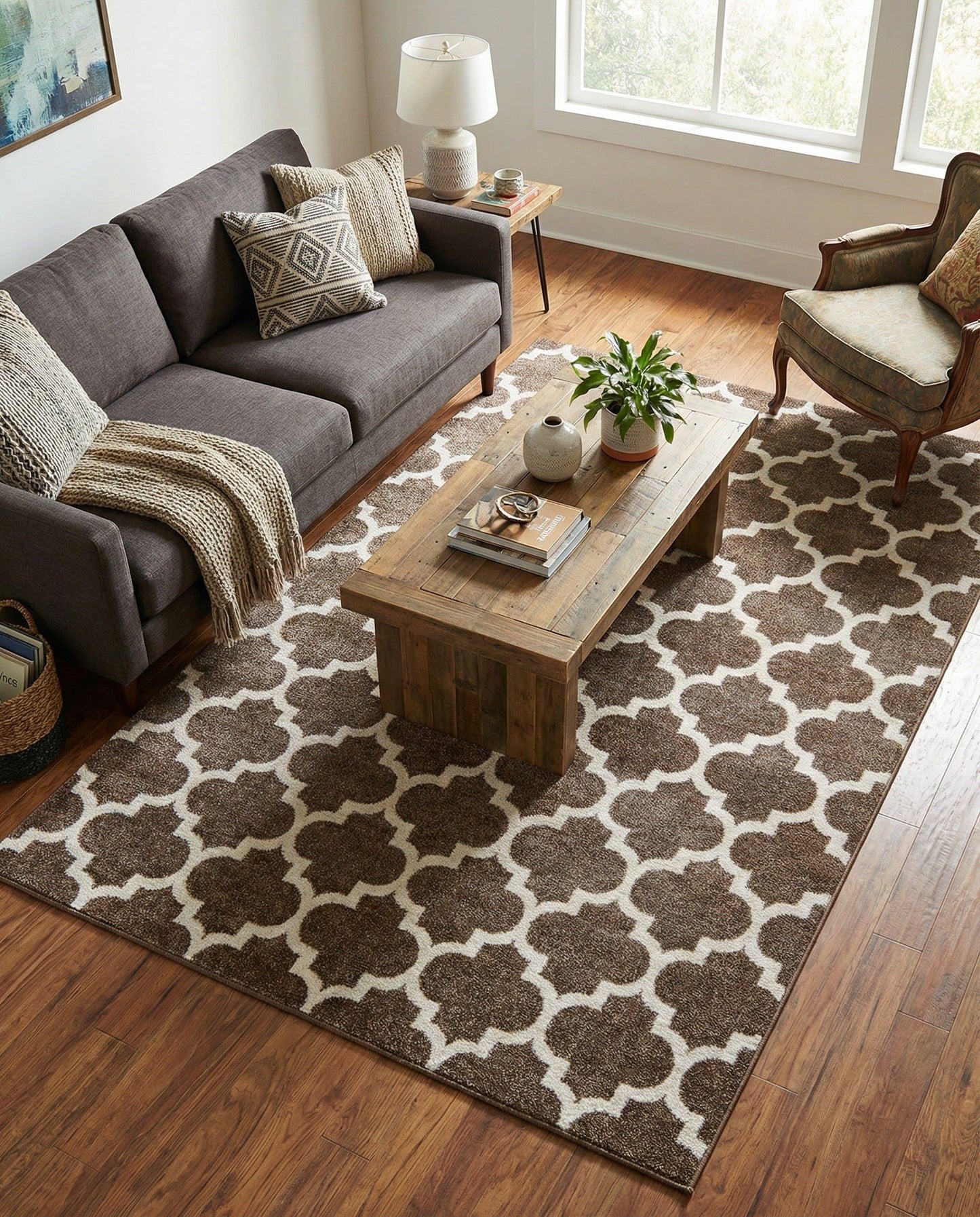 Rugs.com Lattice Collection Rug – 5' x 8' Brown Medium Rug Perfect for Bedrooms, Dining Rooms, Living Rooms