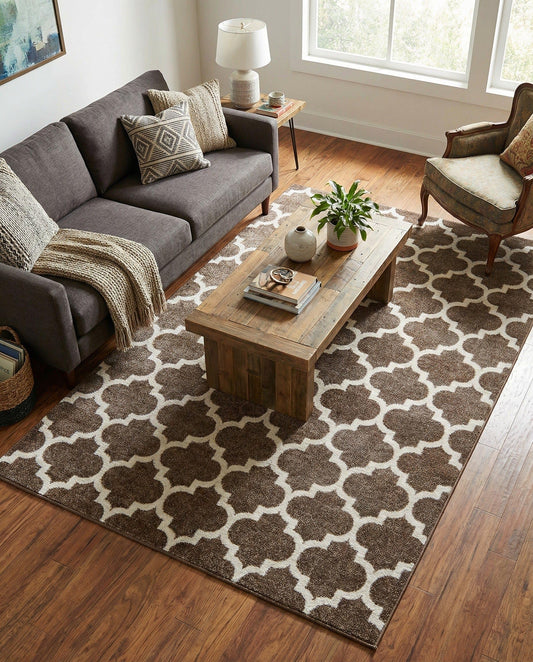 Rugs.com Lattice Collection Rug – 5' x 8' Brown Medium Rug Perfect for Bedrooms, Dining Rooms, Living Rooms