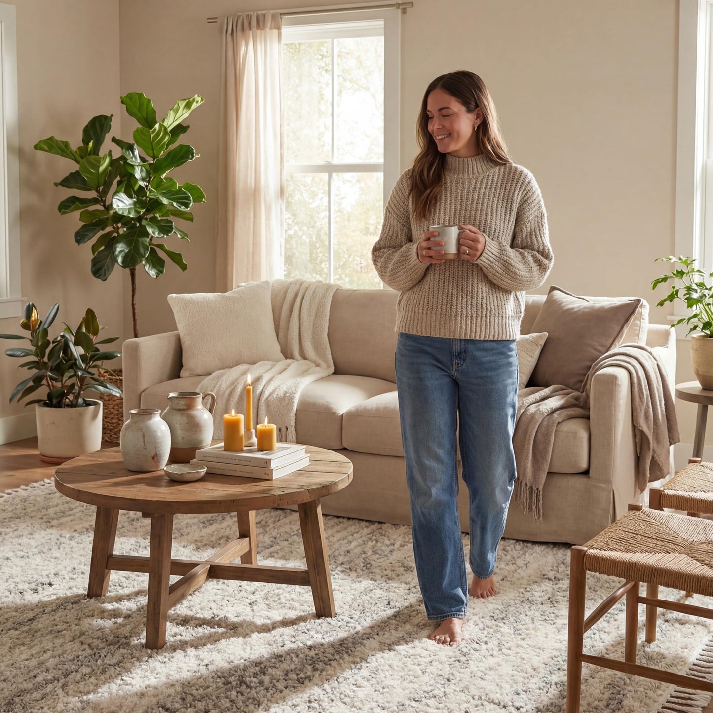 nuLOOM Brooke Shag Tasseled Area Rug - 7x9 Shag Area Rug Casual Ivory Rugs for Living Room Bedroom Dining Room Nursery