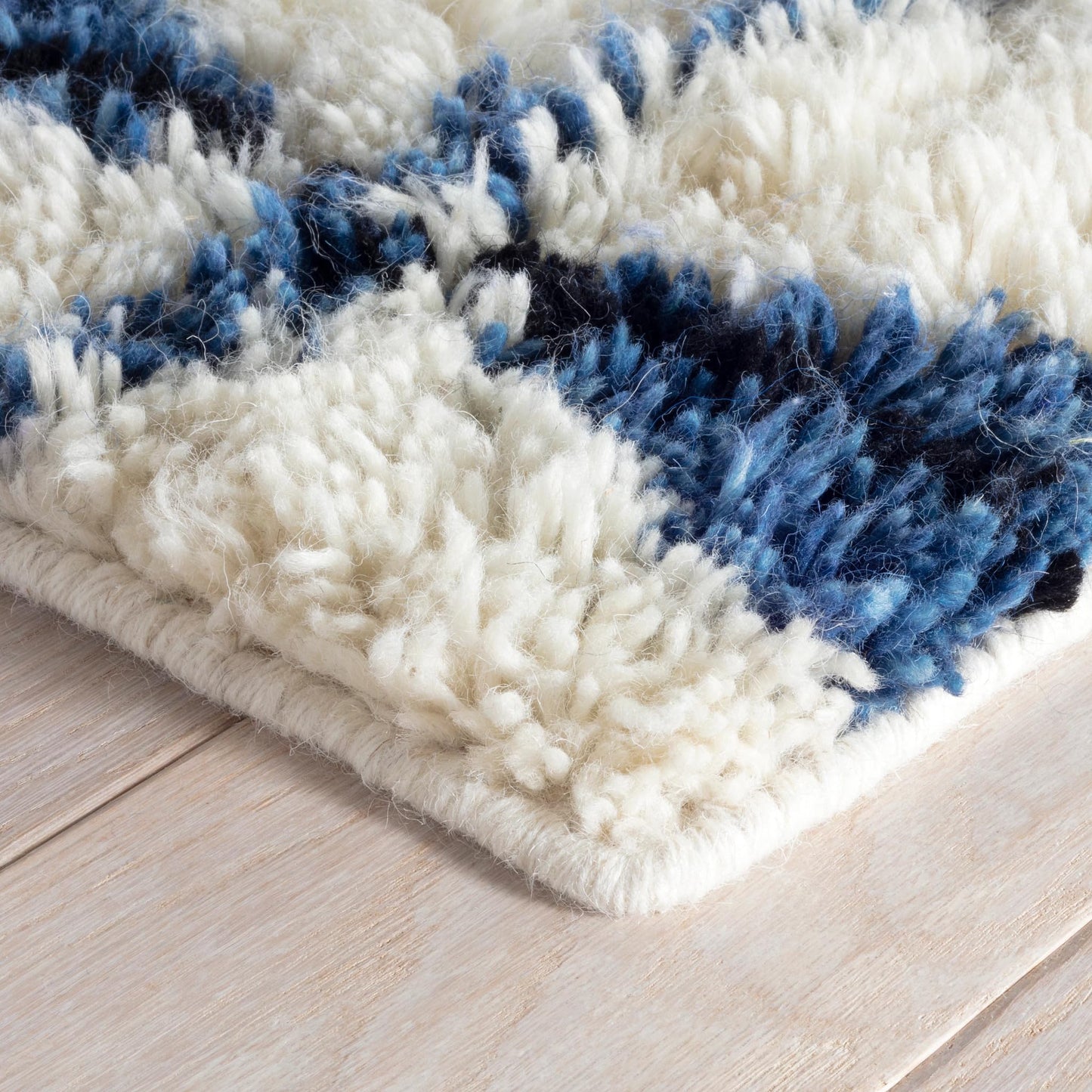 Dash and Albert Noma Wool Area Rug - 5' x 8' Indigo Geometric Handwoven Accent Rug - Durable, High Pile, Plush, Bedroom, Living Room, Dining Room - Premium Luxury Hotel Quality Soft Breathable