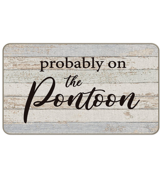 MIXDING Probably On The Pontoon Funny Quotes Entrance Door Mat 17x30 Inch Doormats Decor, Nautical Lake House Front Door Porch Outdoor Indoor Decorations