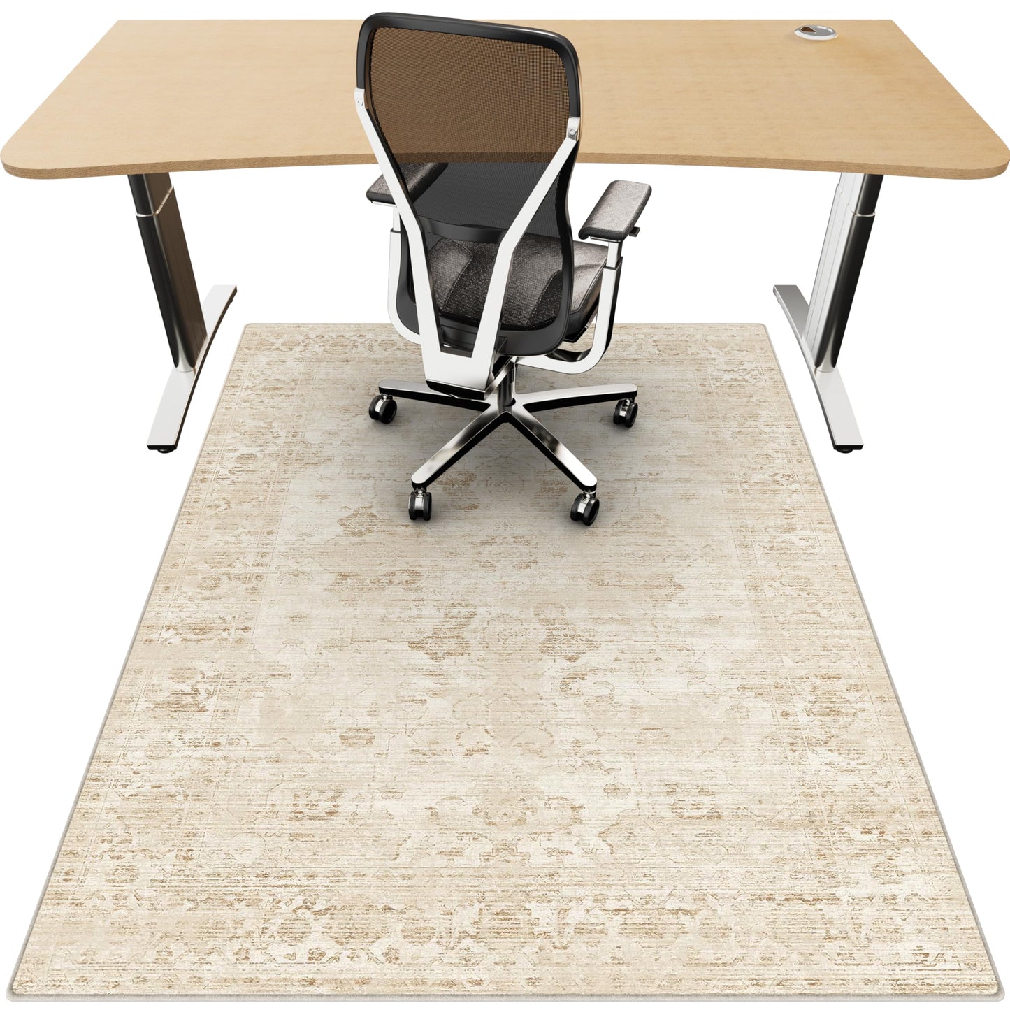 Office Chair Mat for Hardwood Floor, 36"x48" Desk Chair Mat for Home Office, Non-Slip Under Desk Mat Rug for Rolling Chair,Washable Rugs for Gaming Chairs-Beige