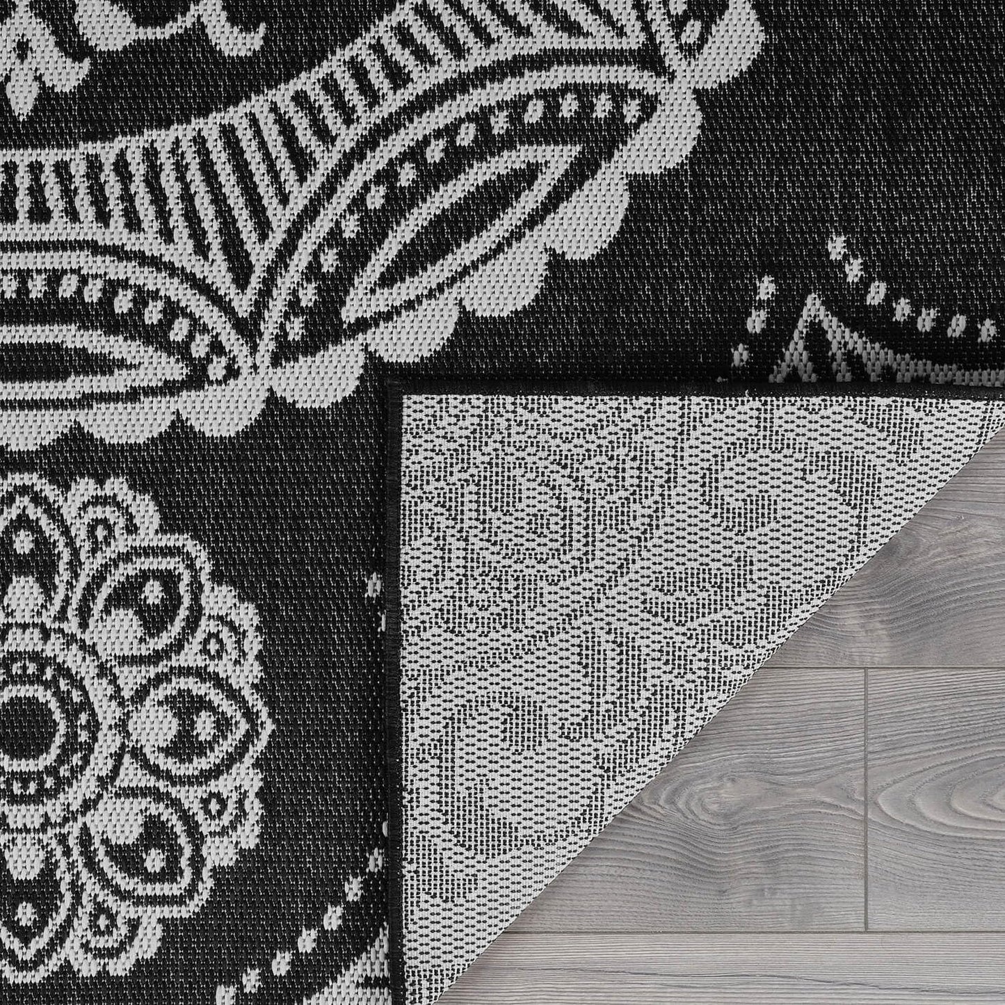 Luul Home Medallion Outdoor Rug 8x10 Washable Outside Carpet for Indoor Patio Porch Waterproof Easy Cleaning Non Shedding Area Rugs Black 8 x 10