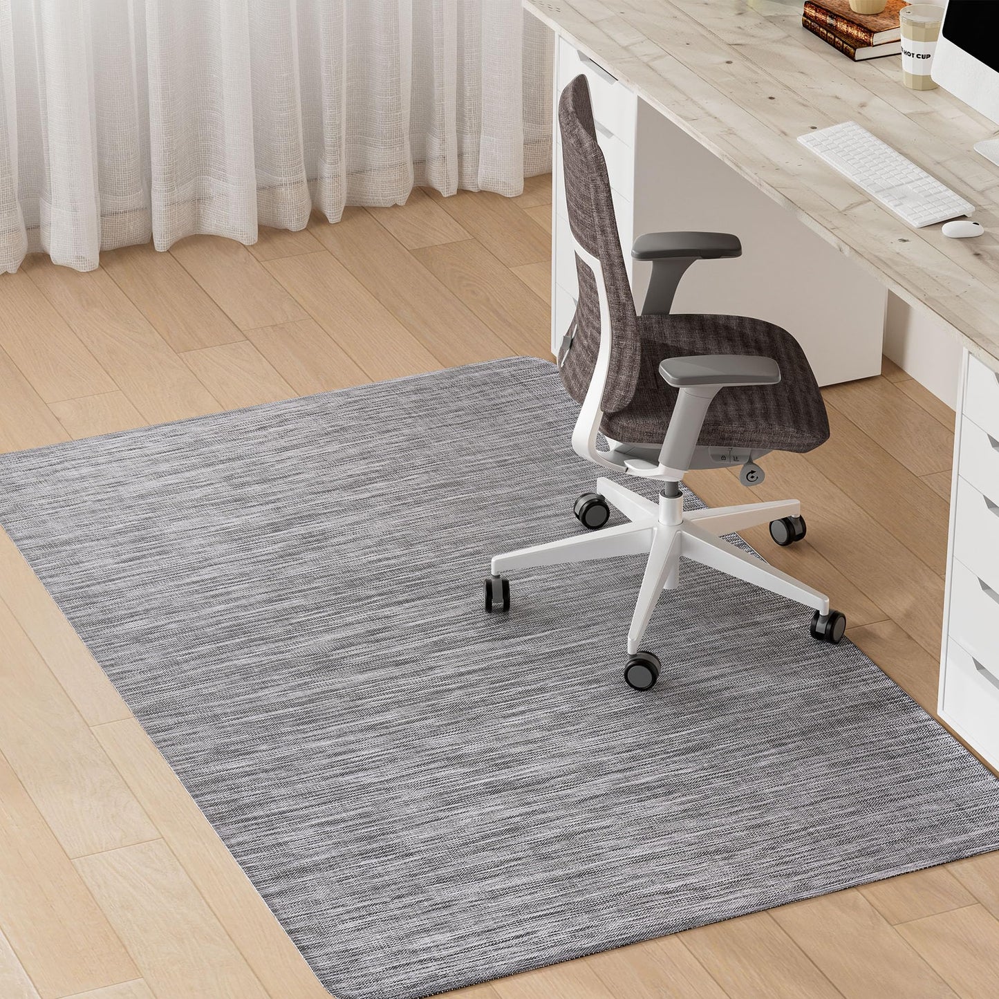 Cybstrax Office Chair Mat for Hardwood & Tile Floor, 45"x53" Desk Computer Chair Mat, Anti Slip, Non-Curve, Floor Protector Under Desk Low-Pile Office Rug for Rolling Chair