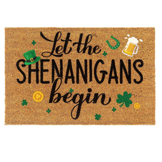Ceenna St. Patrick's Day Welcome Doormat Outdoor St. Patrick's Day Coir Doormat with Non Slip Backing Shamrock Clover Green Irish Door Mat Front Porch Rugs for Home Entrance, 16 x 28Inches