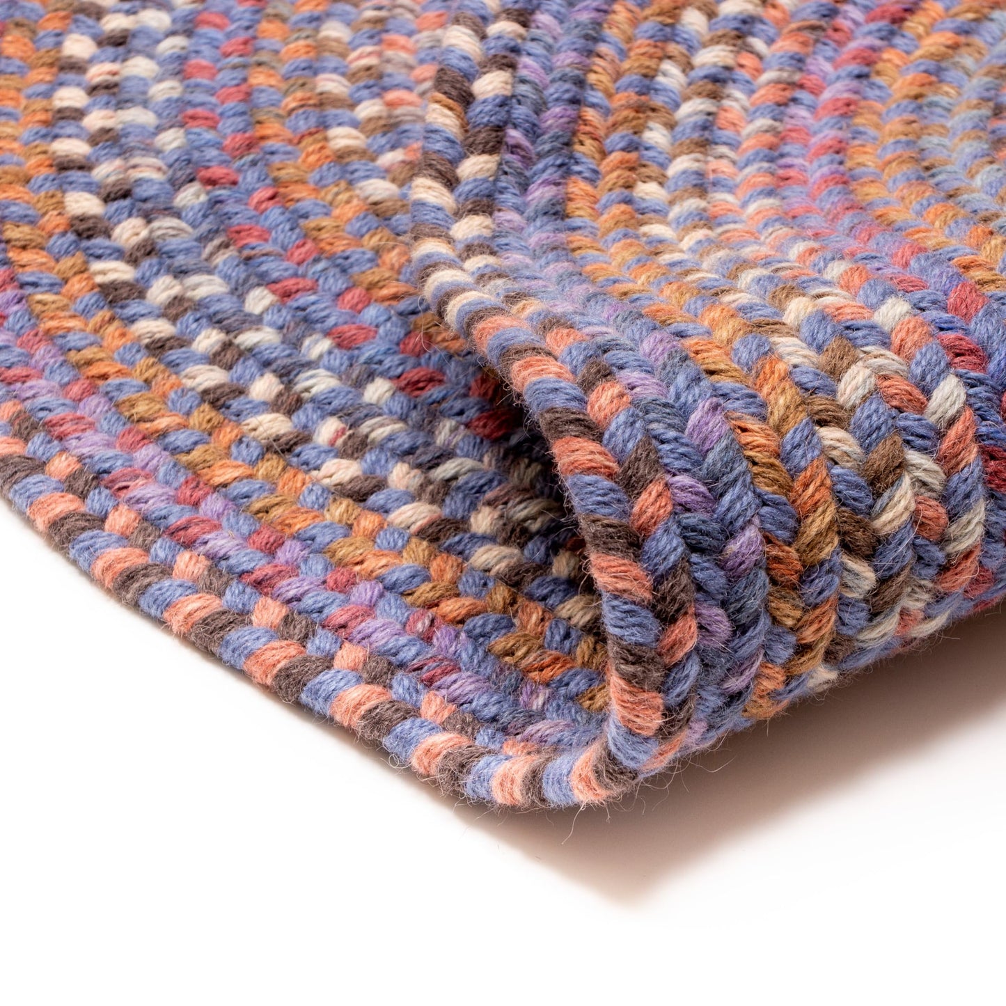 Super Area Rugs Premium Wool Braided Rug - Soft & Reversible Woven Rug- Made in USA - Blue, 3' X 5'